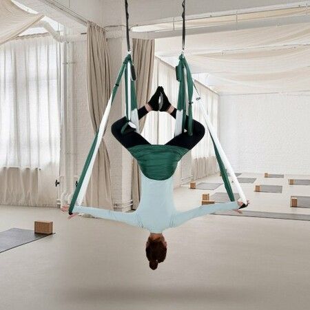 Aerial Yoga Swing Set 2.5 m Length Yoga Hammock Hanging Swing Aerial Sling Inversion Fly Kit Trapeze Inversion Equipment with Ceiling Mount Accessories