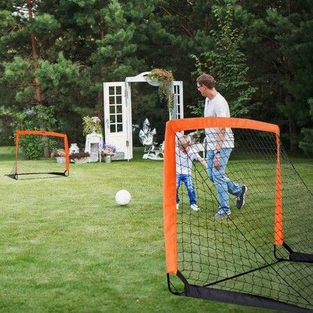 Portable Soccer Goal 1.2x0.9M Kids Backyard Soccer Net Foldable Pop Up Practice Soccer Net Mini Youth Training Soccer Goal Set All-Weather Indoor Outdoor