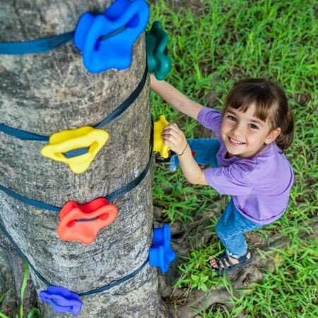 Ninja Tree Climbing Kit 12 Tree Climbing Holds 6 Ratchet Straps Outdoor