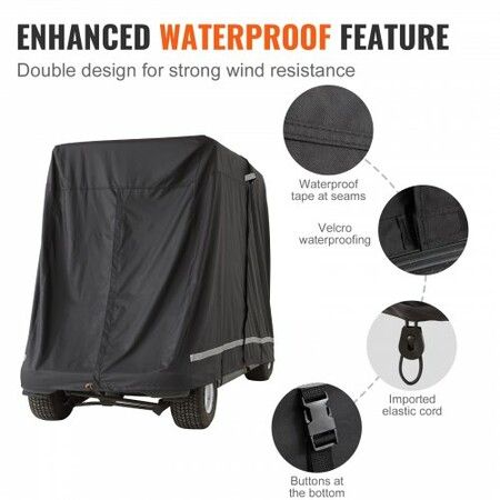 4 Passenger Golf Cart Cover 600D Polyester Full Cover Universal Fits for Most Brand Club Car Covers Waterproof Sunproof and Dustproof Outdoor Golf Cart