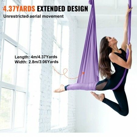 Aerial Yoga Hammock & Swing 4 m Length Yoga Starter Kit with 100gsm Nylon Fabric Full Rigging Hardware and Easy Set-up Guide Antigravity Flying