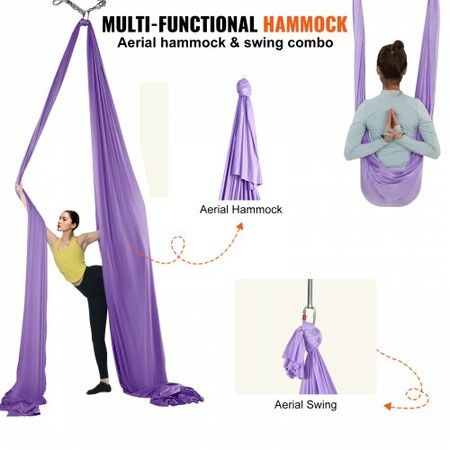 Aerial Yoga Hammock & Swing 4 m Length Yoga Starter Kit with 100gsm Nylon Fabric Full Rigging Hardware and Easy Set-up Guide Antigravity Flying