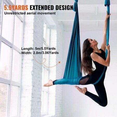 Aerial Yoga Hammock & Swing 5 m Length Aerial Yoga Starter Kit with 100gsm Nylon Fabric Full Rigging Hardware & Easy Set-up Guide Antigravity Flying