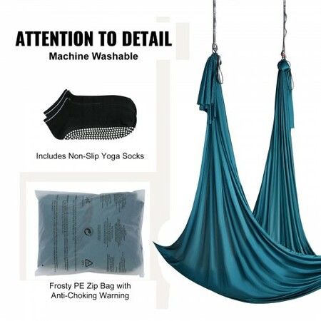 Aerial Yoga Hammock & Swing 5 m Length Aerial Yoga Starter Kit with 100gsm Nylon Fabric Full Rigging Hardware & Easy Set-up Guide Antigravity Flying