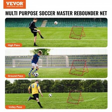 Soccer Rebounder Rebound Net Kick-Back 100x100 cm Portable Football Training Gifts Fully Adjustable Angles Goal Net Aids & Equipment for Kids Teens