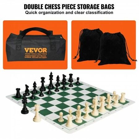 Tournament Chess Set Roll-Up Beginner Chess Board Foldable Silicone Chess Game with Plastic Weighted Chess Pieces & Storage Bag Portable Travel Chess Board