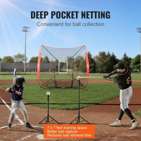 7x7 ft Baseball Softball Practice Net Portable Baseball Training Net for Hitting Batting Catching Pitching Backstop Baseball Equipment Training Aids