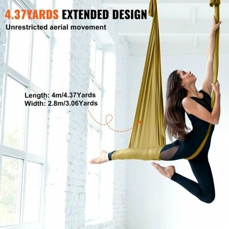 Aerial Yoga Hammock & Swing 4 m Length Aerial Yoga Starter Kit with 100gsm Nylon Fabric Full Rigging Hardware & Easy Set-up Guide Antigravity Flying