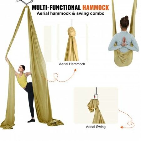 Aerial Yoga Hammock & Swing 4 m Length Aerial Yoga Starter Kit with 100gsm Nylon Fabric Full Rigging Hardware & Easy Set-up Guide Antigravity Flying