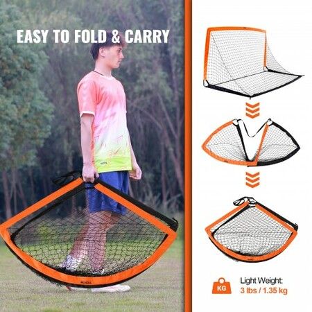 Portable Soccer Goal1.9x1 m Kids Backyard Soccer Net Foldable Pop Up Practice Soccer Net Mini Youth Training Soccer Goal Set All-Weather Indoor Outdoor