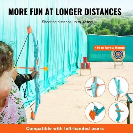 Kids Bow and Arrow Set LED Light Up Outdoor Archery Kit Children 10 Arrows