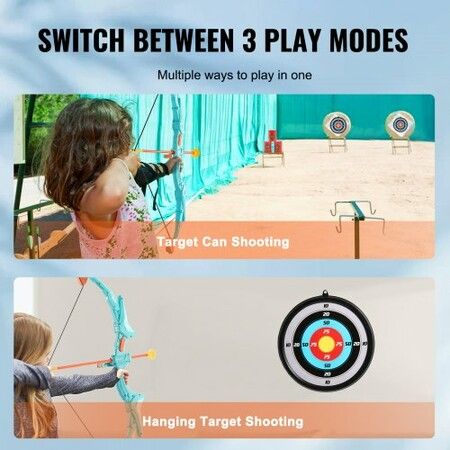 Kids Bow and Arrow Set LED Light Up Outdoor Archery Kit Children 10 Arrows