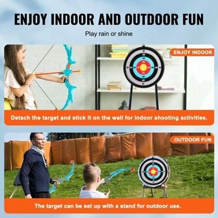 Kids Bow and Arrow Set LED Light Up Outdoor Archery Kit Children 10 Arrows