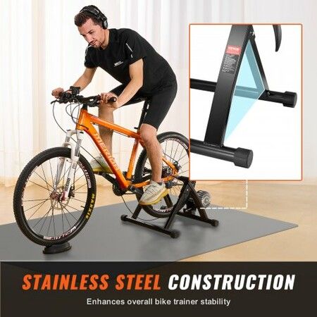 Bike Trainer Stand Fluid Stationary Bike Stand for 26"-29" Wheels Noise Reduction Fluid Flywheel Portable Cycling Stand for Indoor Riding Exercise