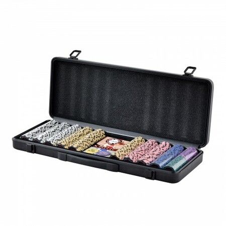 Poker Chip Set 500-Piece Poker Set Complete Poker Playing Game Set with Carrying  Case Heavyweight 14 Gram Casino Clay Chips Cards Buttons and Dices