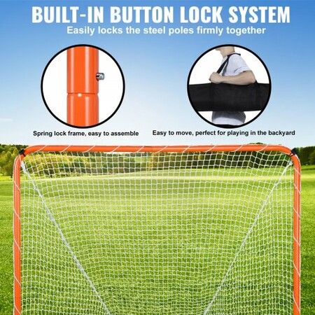 Lacrosse Goal 6' x 6' Lacrosse Net Steel Frame Backyard Lacrosse Training Equipment Portable Lacrosse Goal with Carry Bag Quick & Easy Setup Perfect