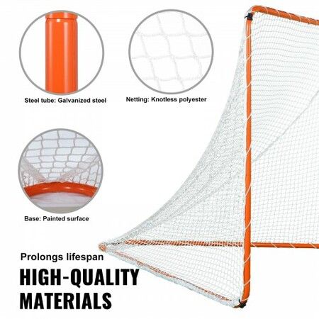 Lacrosse Goal 6' x 6' Lacrosse Net Steel Frame Backyard Lacrosse Training Equipment Portable Lacrosse Goal with Carry Bag Quick & Easy Setup Perfect