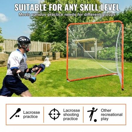 Lacrosse Goal 6' x 6' Lacrosse Net Steel Frame Backyard Lacrosse Training Equipment Portable Lacrosse Goal with Carry Bag Quick & Easy Setup Perfect