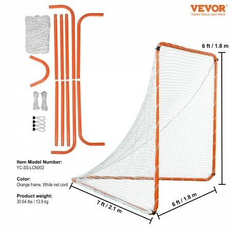 Lacrosse Goal 6' x 6' Lacrosse Net Steel Frame Backyard Lacrosse Training Equipment Portable Lacrosse Goal with Carry Bag Quick & Easy Setup Perfect