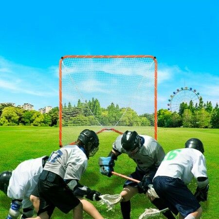 Lacrosse Goal 6' x 6' Lacrosse Net Steel Frame Backyard Lacrosse Training Equipment Portable Lacrosse Goal with Carry Bag Quick & Easy Setup Perfect