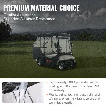 Golf Cart Enclosure 600D Polyester Driving Enclosure with 4-Sided Transparent Windows 4 Passenger Club Car Covers Universal Fits for Most Brand Carts