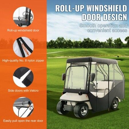 Golf Cart Enclosure 600D Polyester Driving Enclosure with 4-Sided Transparent Windows 4 Passenger Club Car Covers Universal Fits for Most Brand Carts