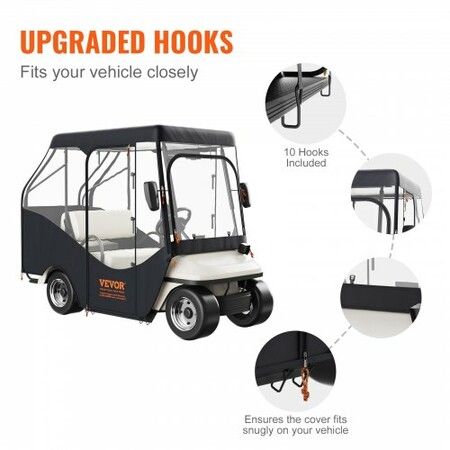 Golf Cart Enclosure 600D Polyester Driving Enclosure with 4-Sided Transparent Windows 4 Passenger Club Car Covers Universal Fits for Most Brand Carts