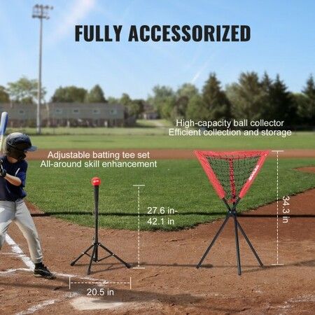 7x7 Baseball Softball Practice Net Portable Baseball Training Net for Hitting Catching Pitching Backstop Baseball Equipment with Bow Frame Carry Bag Strike