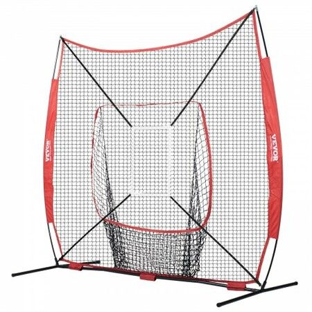 7x7 Baseball Softball Practice Net Portable Baseball Training Net for Hitting Catching Pitching Backstop Baseball Equipment with Bow Frame Carry Bag Strike