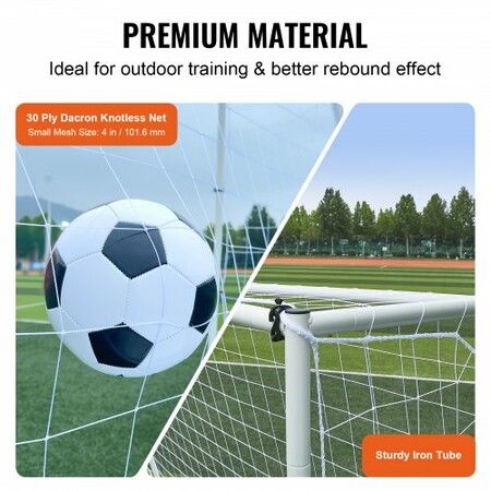 Soccer Rebound Trainer 8x6FT Iron Soccer Training Equipment Sports Football Rebounder Wall with Double-Sided Rebounding Net & Goal Perfect