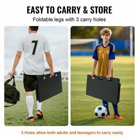 Soccer Rebounder Board 100x40cm Portable Soccer Wall with 2 Angles Rebound Foldable HDPE Kickback Rebound Board Soccer Training Equipment