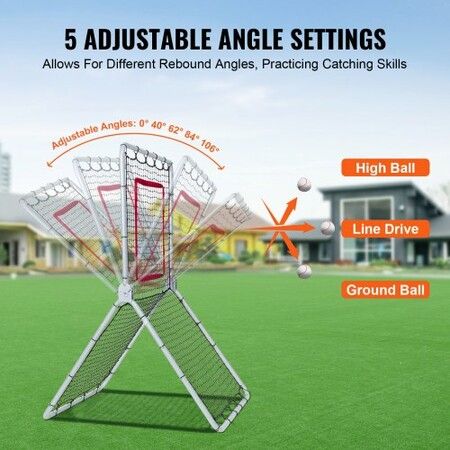 Baseball And Softball Rebounder Net 3.5 x 6 ft 5 Adjustable Angles