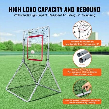 Baseball And Softball Rebounder Net 3.5 x 6 ft 5 Adjustable Angles