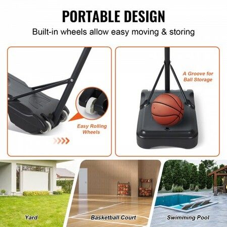 Basketball Hoop 5-7 ft Adjustable Height Portable Backboard System 28 inch Basketball Hoop & GoalBasketball Set with Wheels Stand and Fillable Base