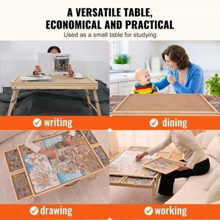 1500 Piece Puzzle Table with Folding Legs 4 Drawers and Cover Wooden Jigsaw Puzzle Plateau Puzzle Accessories Board for Adults Puzzle Organizer Storage