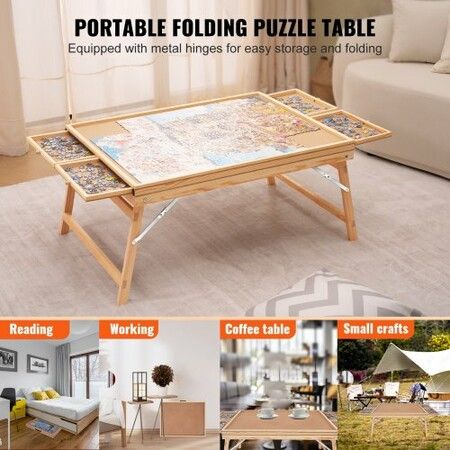 1500 Piece Puzzle Table with Folding Legs 4 Drawers and Cover Wooden Jigsaw Puzzle Plateau Puzzle Accessories Board for Adults Puzzle Organizer Storage