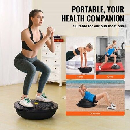 Half Exercise Ball Trainer 26 inch Balance Ball Trainer 1500lbs Capacity Stability Ball Yoga Ball with Resistance Bands & Foot Pump Strength Fitness Ball