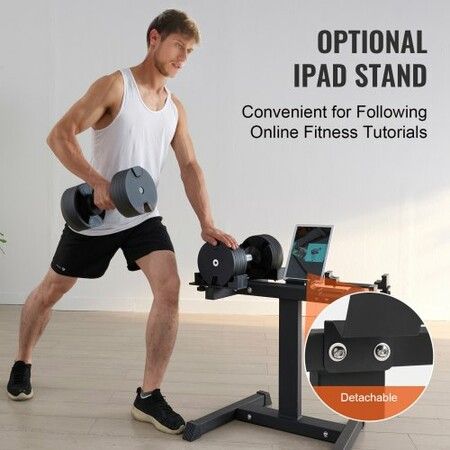 Adjustable Dumbbell Stand Home Fitness Rack and Stand with Media Rack Safe and Convenient Dumbbell Weight Holder Compact Dumbbell Storage Rack Perfect