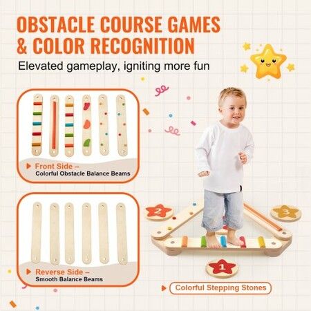 Kids Balance Beam Stepping Stones Gym Obstacle Children Balance Board 6PCS