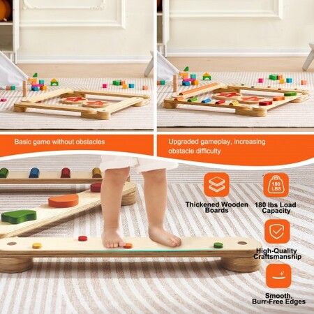 Kids Balance Beam Stepping Stones Gym Obstacle Children Balance Board 6PCS