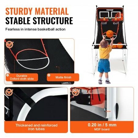 Foldable Basketball Arcade Game 2 Player Indoor Basketball Game Home Dual Shot Sport with 4 Balls 8 Game Modes LCD Electronic Scoreboard and Inflation Pump