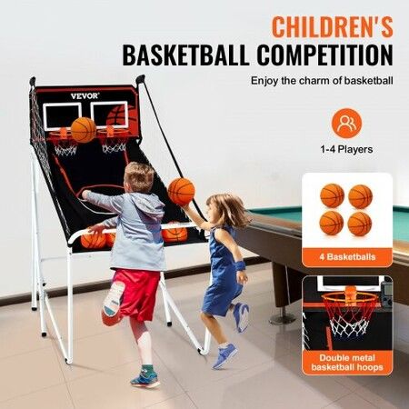 Foldable Basketball Arcade Game 2 Player Indoor Basketball Game Home Dual Shot Sport with 4 Balls 8 Game Modes LCD Electronic Scoreboard and Inflation Pump