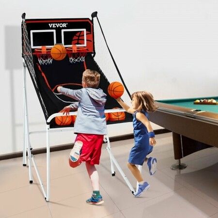 Foldable Basketball Arcade Game 2 Player Indoor Basketball Game Home Dual Shot Sport with 4 Balls 8 Game Modes LCD Electronic Scoreboard and Inflation Pump