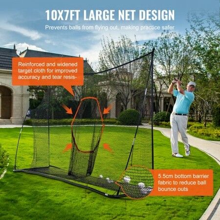 10.8x7ft Golf Practice Hitting Net Indoor Personal Driving Range Training