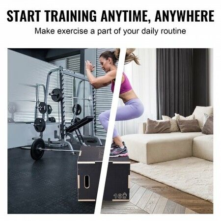 3 in 1 Plyometric Jump Box 24/20/16 Inch Wooden Plyo Box Platform & Jumping Agility Box Anti-Slip Fitness Exercise Step Up Box for Home Gym Training