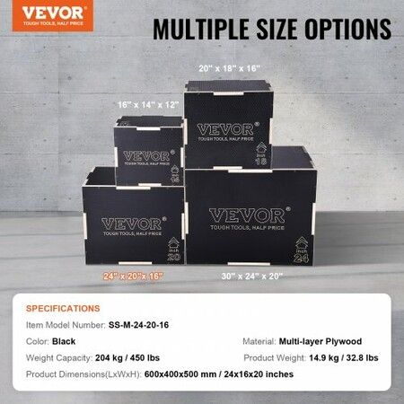 3 in 1 Plyometric Jump Box 24/20/16 Inch Wooden Plyo Box Platform & Jumping Agility Box Anti-Slip Fitness Exercise Step Up Box for Home Gym Training