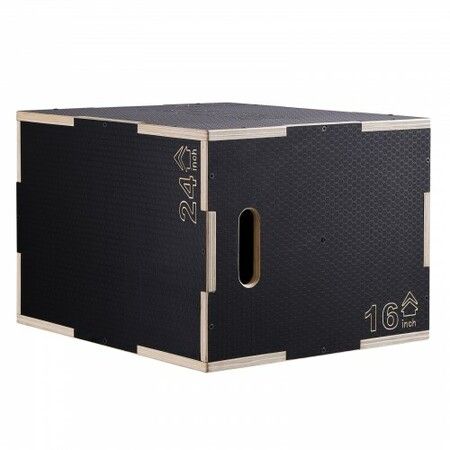 3 in 1 Plyometric Jump Box 24/20/16 Inch Wooden Plyo Box Platform & Jumping Agility Box Anti-Slip Fitness Exercise Step Up Box for Home Gym Training