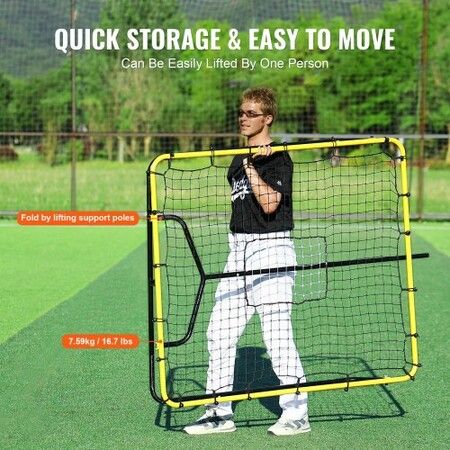 Baseball And Softball Rebounder Net 4x4.5 Ft PitchBack Adjustable Angles