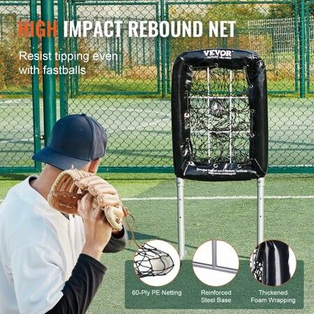 9 Hole Baseball Softball Pitching Net 9 Pocket Hitting Practice 21"x29"