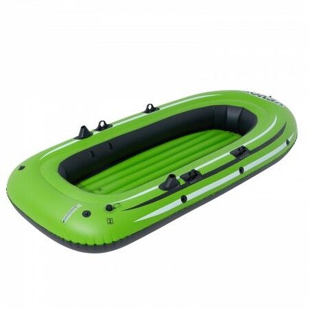 Inflatable Boat 3-Person Inflatable Fishing Boat Strong PVC Portable Boat Raft Kayak 1158 mm Aluminum Oars High-Output Pump Fishing Rod Holders